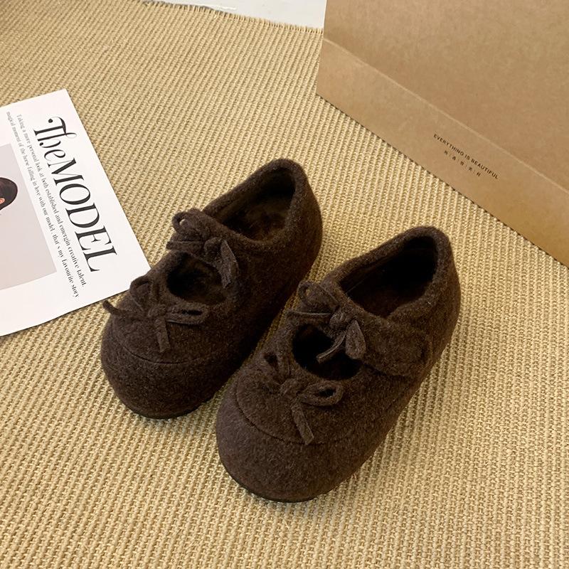 inner height increase cm sweet fluffy shoes women s new autumn and winter plush thick-soled warm cotton shoes tide 40 коричневый