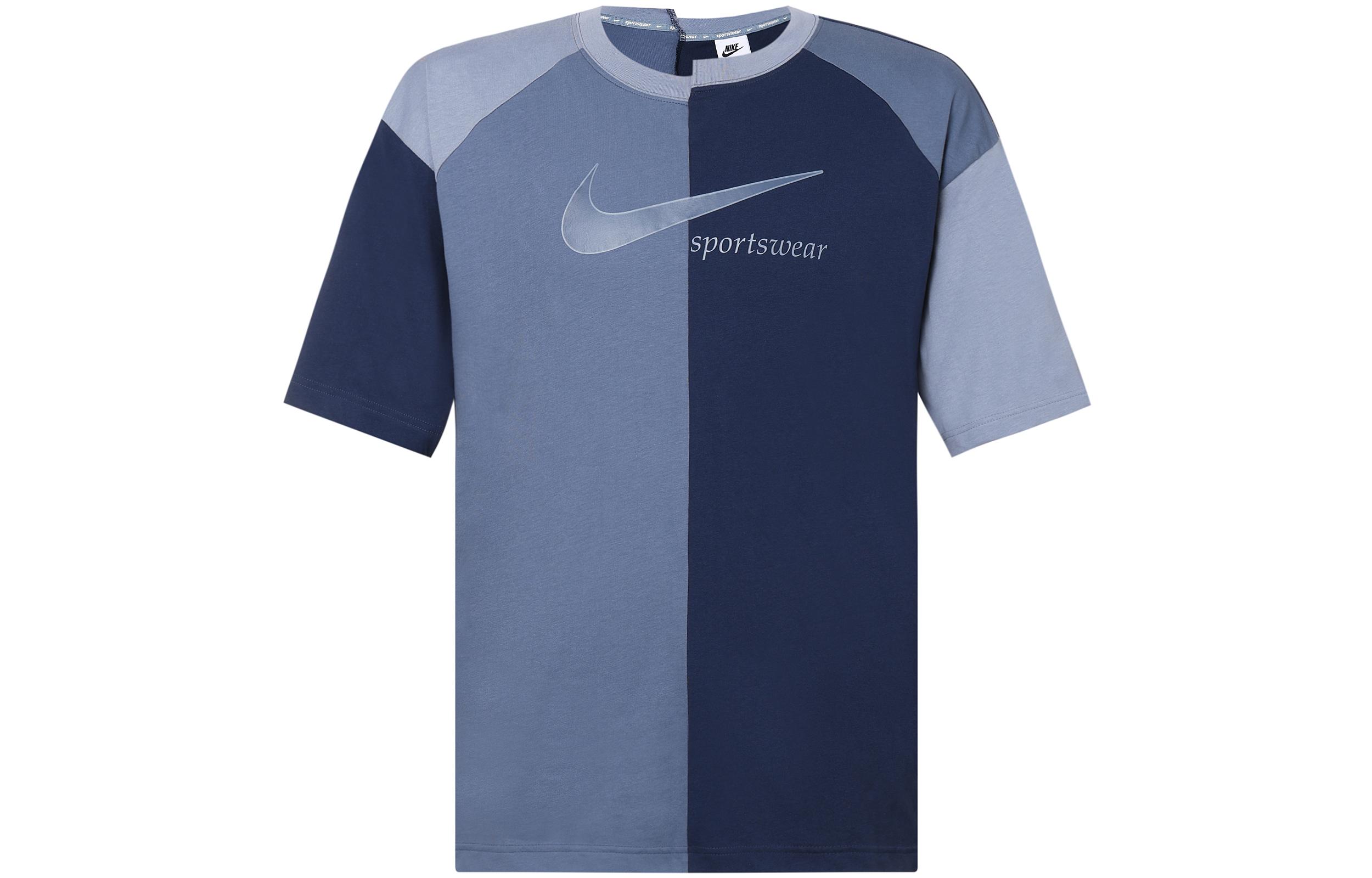 Nike Women ss Retro Colorblock Loose Fit Crewneck T-Shirt Blue DV8318-410 M