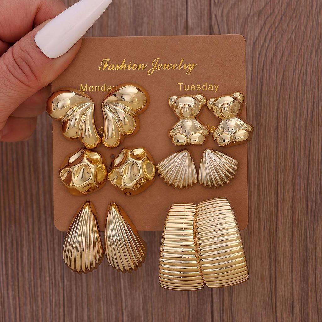 European-American Cross-border C-shaped Teardrop Flower Earrings: Chic, Creative, & Versatile Women's Jewelry Set