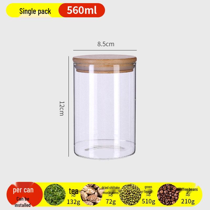 Food-Grade Borosilicate Glass Tea Canister for Coffee, Flower Tea, and Powder - Moisture-Proof Storage Jar