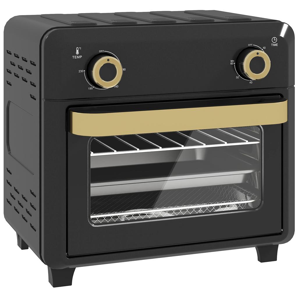 10L Air Fryer Oven, Mini Oven, Oil Free Cooking, Grill, Roast, Bake, with Adjustable Temperature, Timer, Dishwasher Safe, 1000W, Black