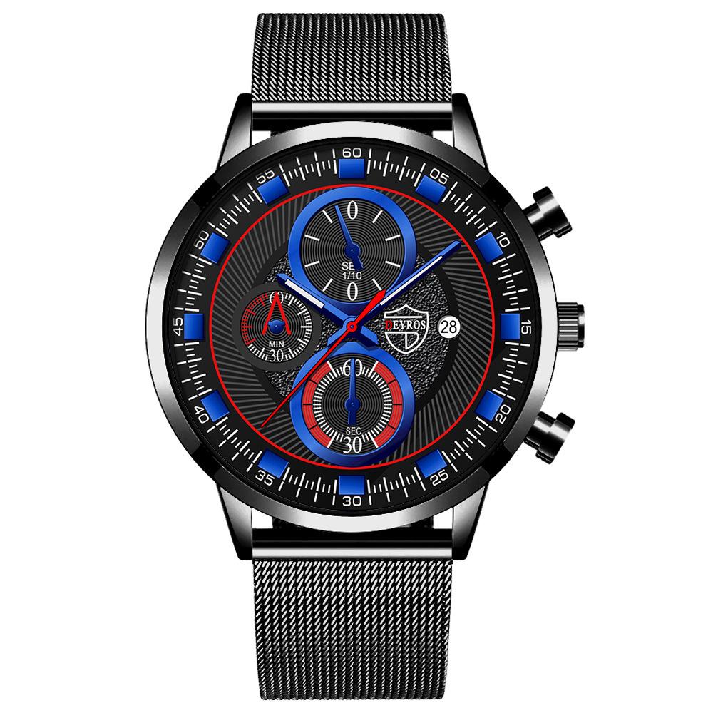 Stainless Steel Mesh Strap Watch Men S Fashion Calendar Luminous Quartz Watch