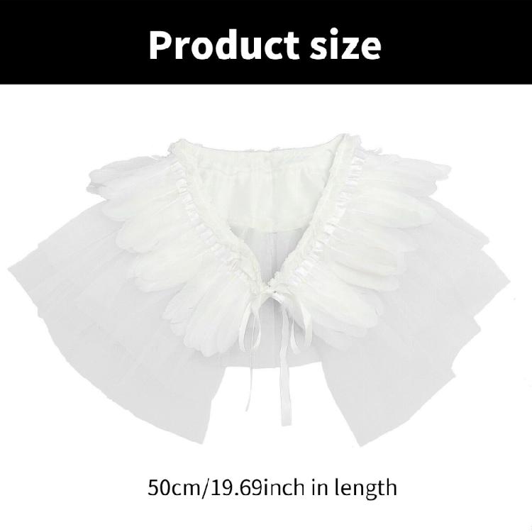Multilayer Lace Feather Shawl Costume Props Collar Shoulder Wrap for Cosplay Party Carnival and Theme Party Dressingup