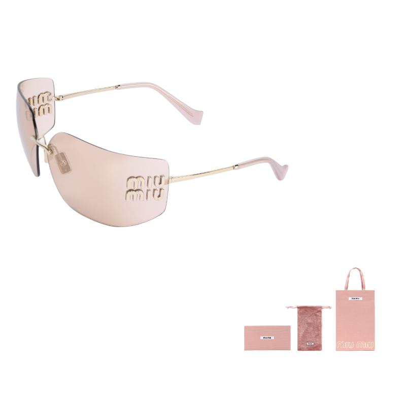 Miu Miu Logo Embossed Decorative Metal Irregular Shape Sunglasses Women sunglasses Gold SMU54Y-ZVN20F