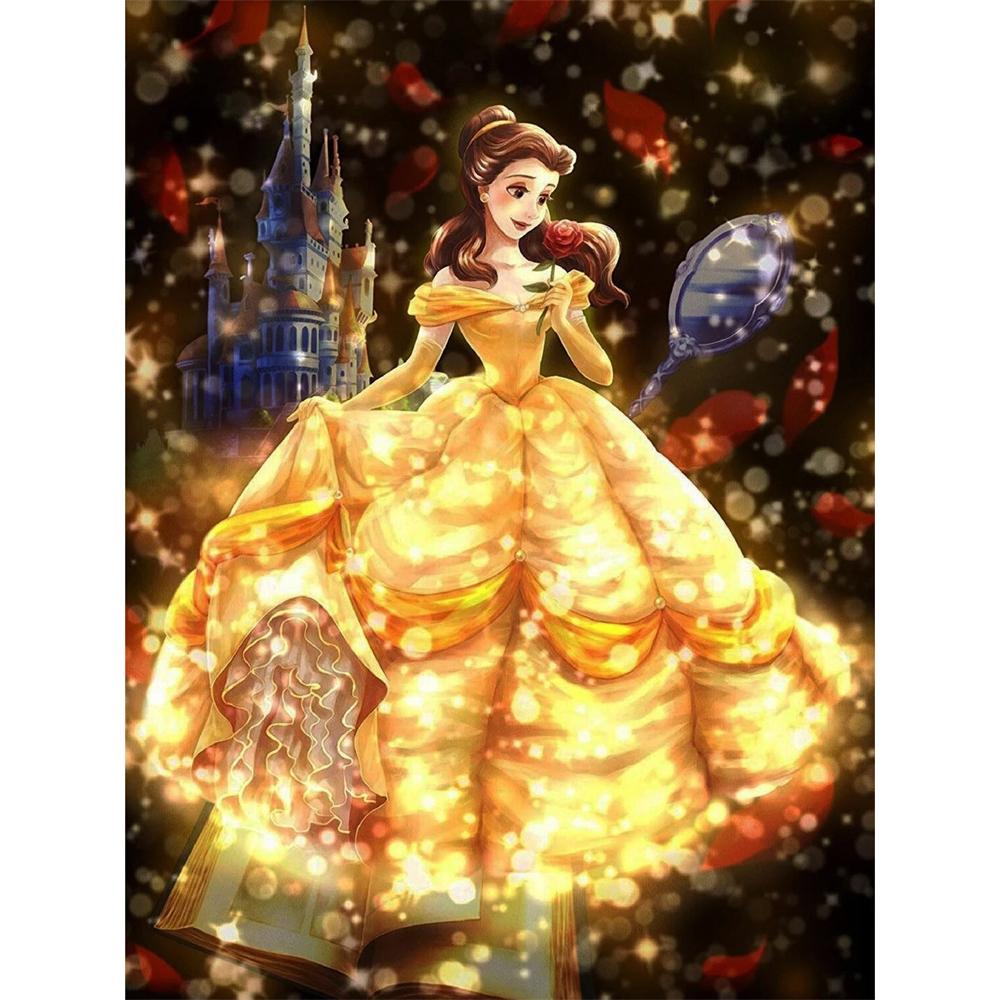 

Disney Belle Diamond Painting: A Dreamy Fairy Tale Illustration 5D DIY Rhinestone Diamond Embroidery Cross Stitch Home and Wedding Decoration Round 20x30cm
