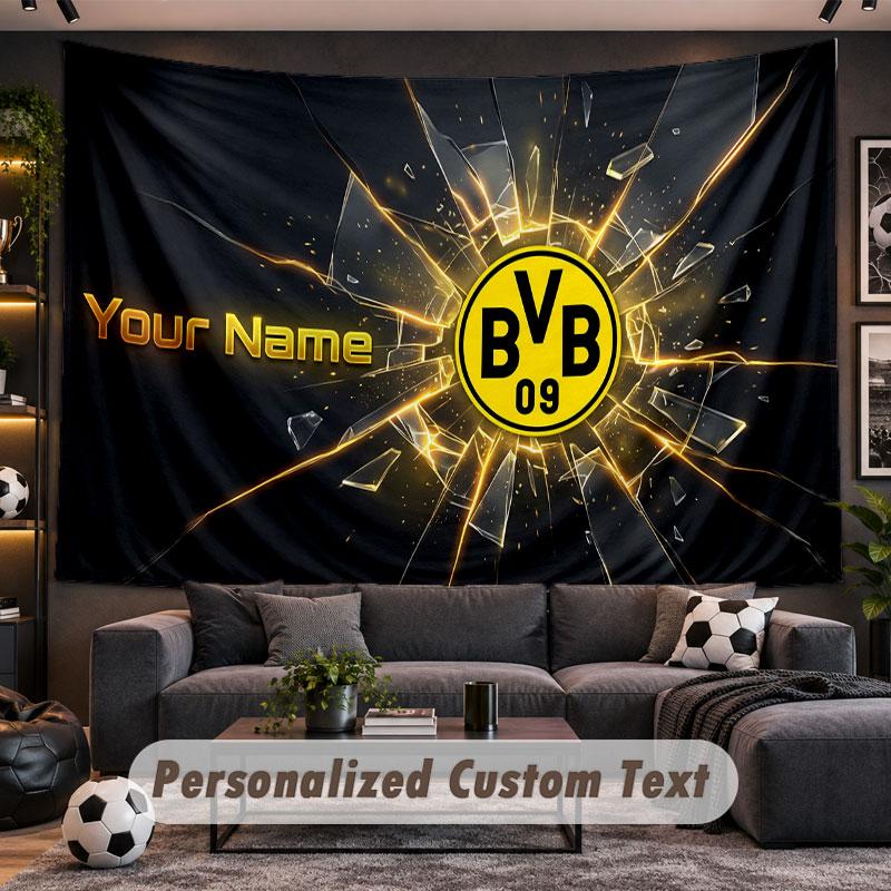 Arazzo da Parete Nome Personalizzato Modello Borussia Dortmund Tessuto Stampato Personalizzato Decorazione Murale