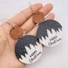 1 Pair of Christmas Earrings Vintage Style Wooden Forest Tie Geometric Splicing Earrings Christmas Tree Snow Snowman Earrings