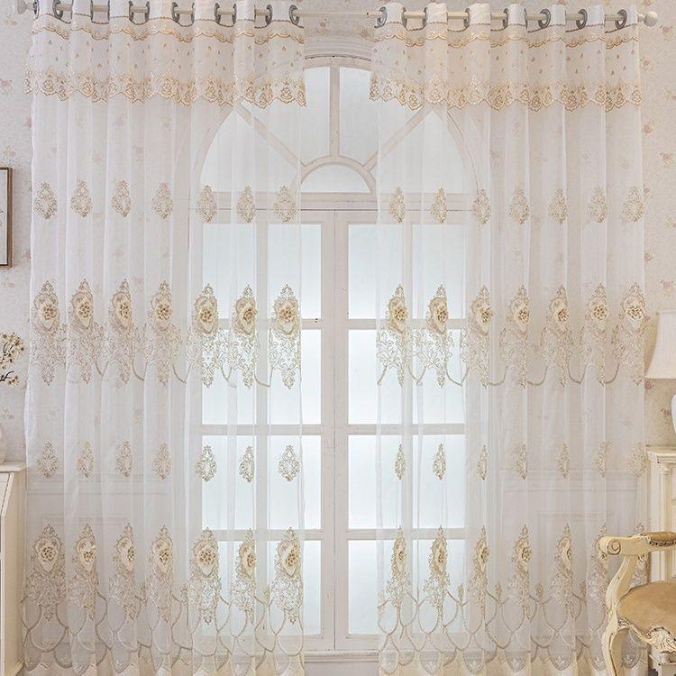 Boho Embroidered Gauze Curtains Jacquard Curtain Set with Grommet Top,Decorative Sheer Curtains for Bedroom and Various Room