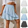 Fashion Style Ruffles Skirt High Waist Asymmetrical Pure Color Skirt High Waist Ruffled Skirt