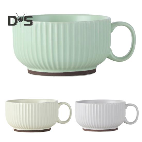 Ceramic Milk Cup with Handle Safe Bouillon Cup Cream Aesthetic Breakfast Bowls Microwave & Oven Safe Tableware for Home Outdoor Restaurant