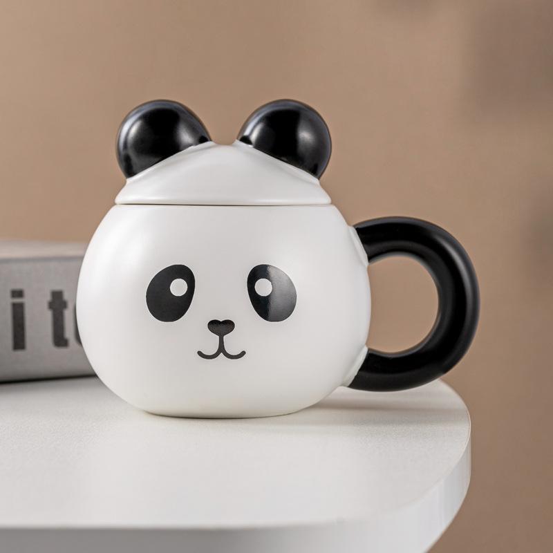 Nový kreslený hrnek s medvídkem s víčkem Kancelářský keramický hrnek vysoké hodnoty Hrnek na kávu Domácí pro pár