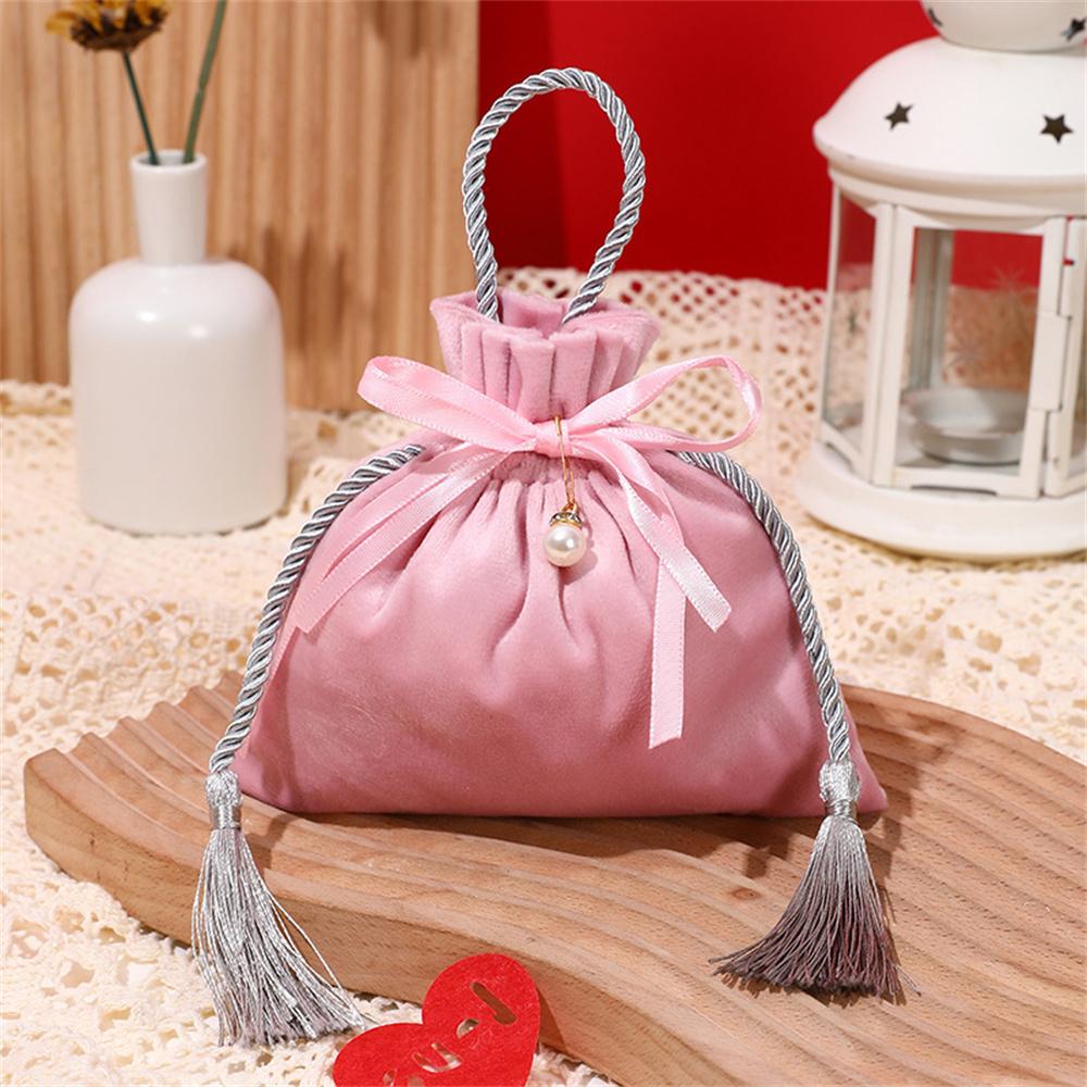 Velvet Candy Box Gift Bag Velvet Cloth Drawstring Tassel Bag Wedding Party Candy Pouches Wedding Party Fashion Drawstring Pocket