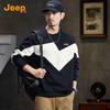 JEEP Men's 2025 Autumn/Winter Trendy Spliced Round Neck Pullover Sweatshirt