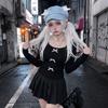 Leather Buckle Newsboy Cap Mini Wing Decor Streetwear Hat Harajuku Cat Ear Beret Hat  Daily