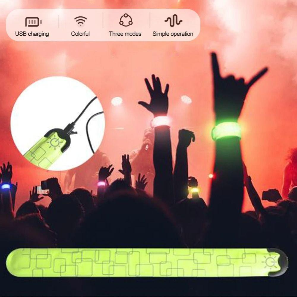 High Brightness LED Slap Glowing Safety Warning Slap Glowing Armband  Walking Cycling