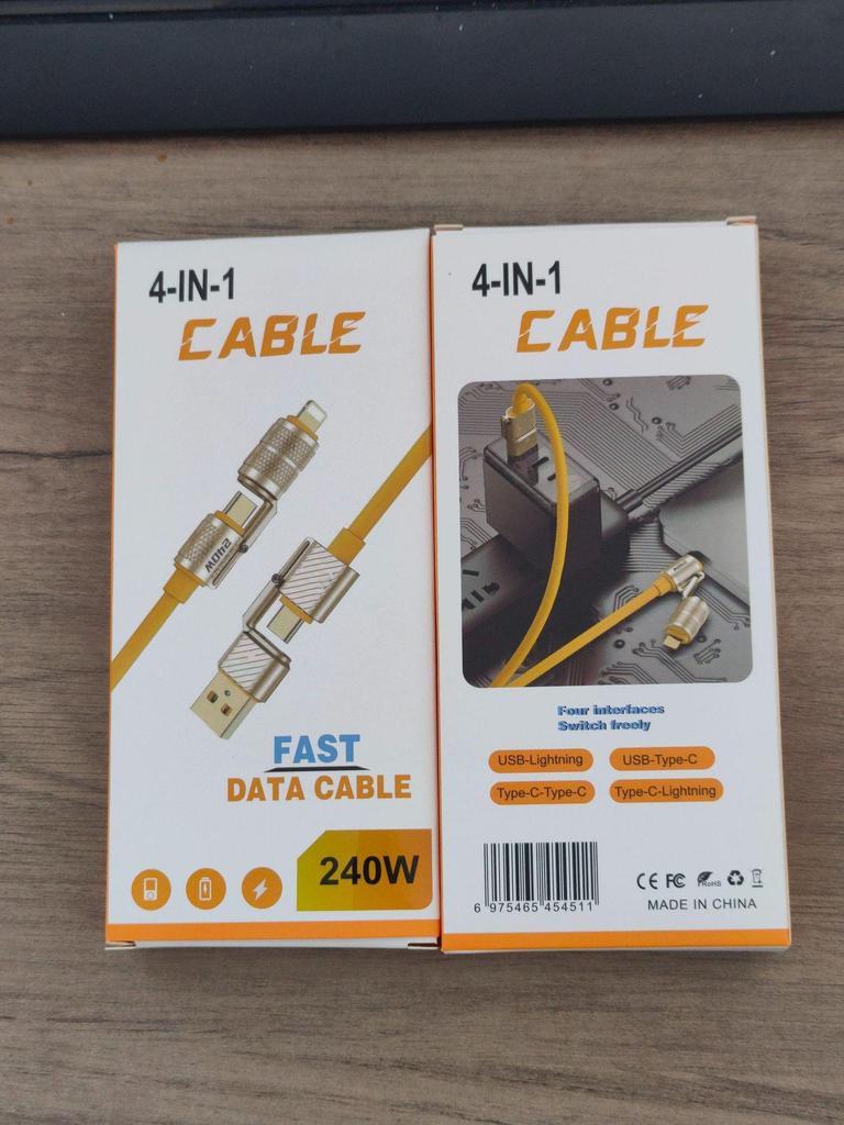 240W Zinc Alloy 4-in-1 Super Fast PD 27W Charging Cable: Durable, Dual Charging Capability