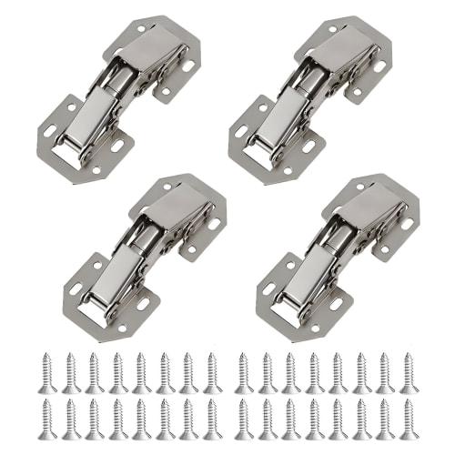 Yinke Stainless Steel Sliding Hinges, Cabinet Hinges, Concealed Hinges, Set of 4 with 32 Screws, Repair Fixing Hardware, Door and Furniture Hinges, Ea