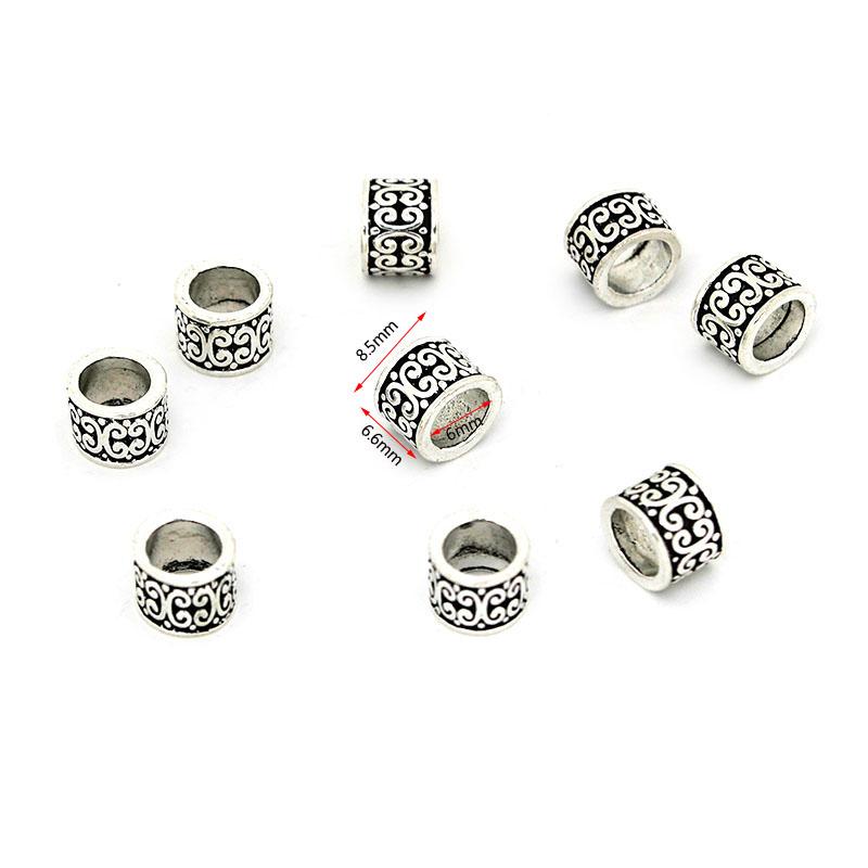 20 Stück/Los Tibetische Gold Silber Abstandshalter Perlen Legierung Großes Loch Charm Perlen für DIY Schmuck Armbänder Herstellung Zubehör