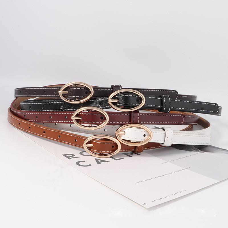 Womens Black Slim Belt Minimalist Versatile Dress Decor Jeans Accessory Korean