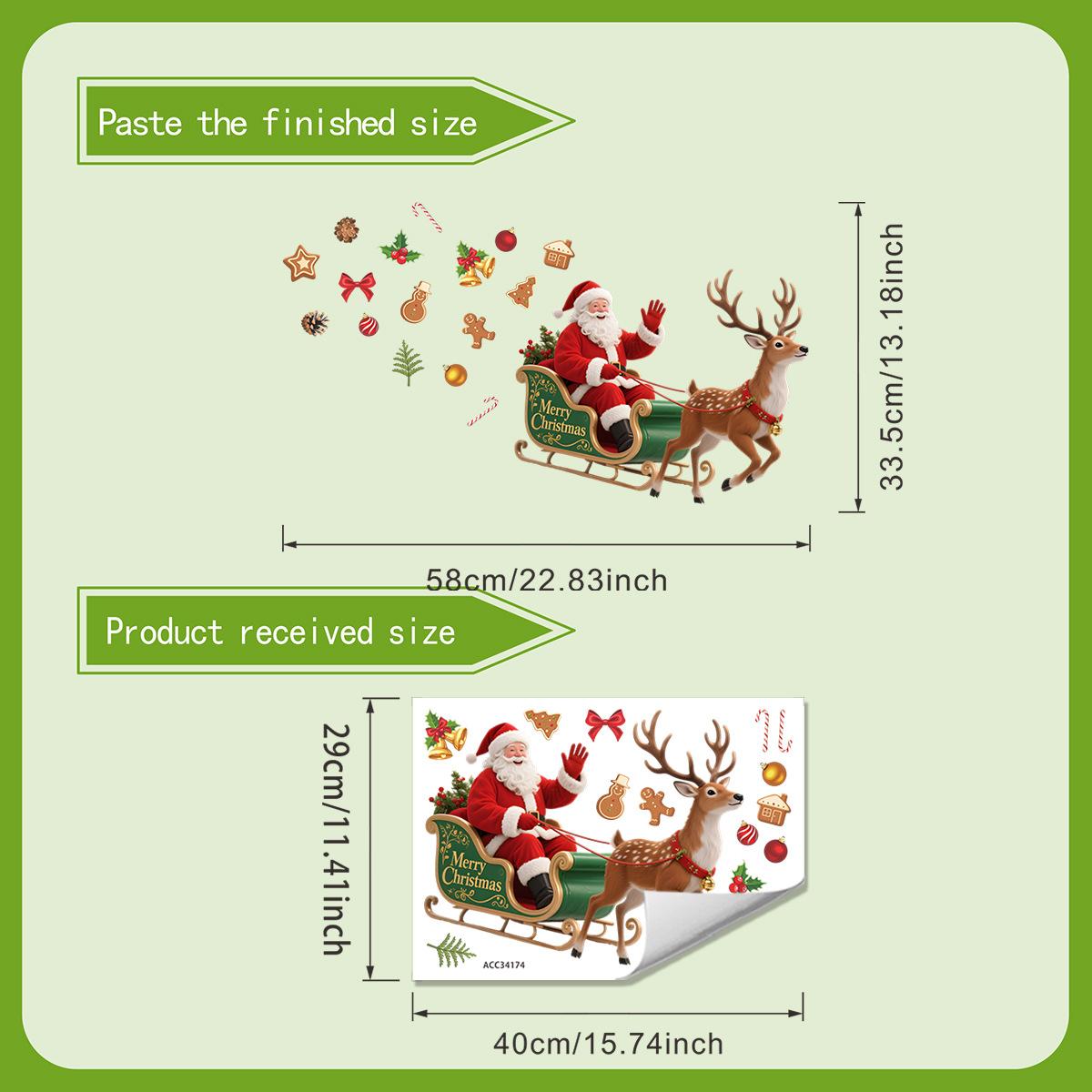 

Santa Claus Reindeer Car Glass Stickers Electrostatic Adsorption Glue-free Christmas Decorative Stickers 30*40cm