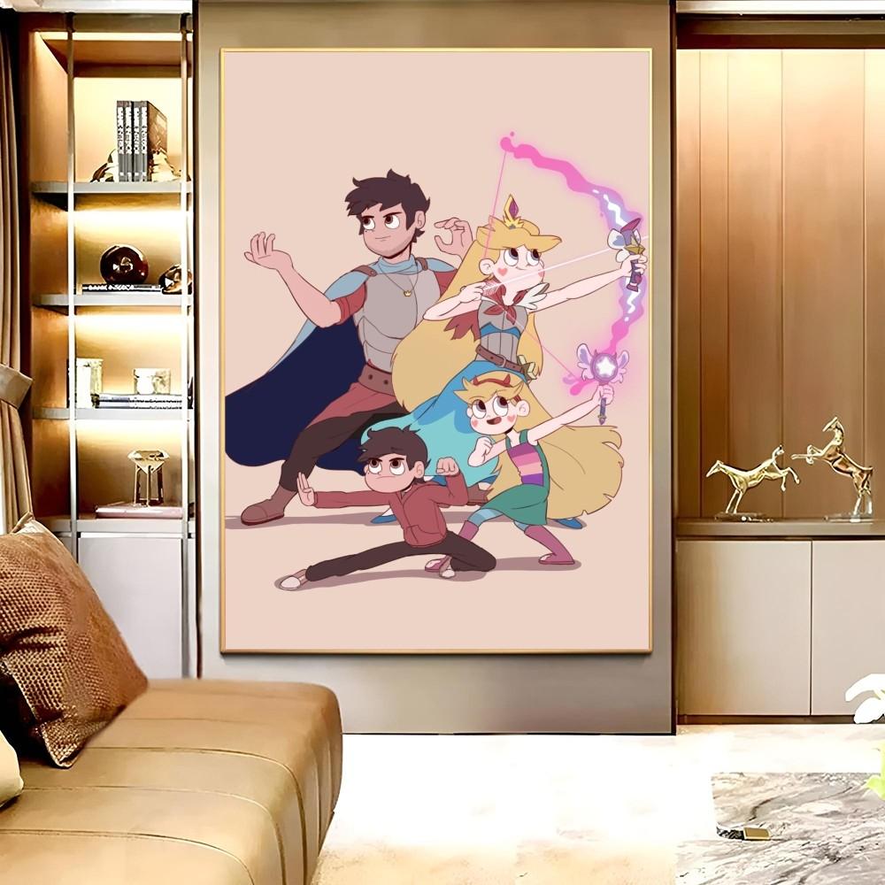 1pc Stars Vs The Forces Evils Self-adhesive Art Poster Waterproof Paper Sticker Coffee House Bar Room Wall Decor