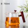 Heat-resistant glass teapot side handle cooking tea pot 750ml high borosilicate glass tea cooker wooden handle teapot tea set