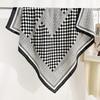Korean Women's High-end Personalized Geometric Square Prints  Herringbone Square Scarf Design Niche Color Block Scarf