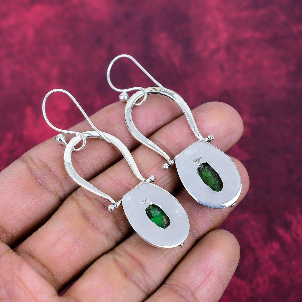 Green Copper Turquoise Earrings Gemstone Jewelry, 925 Solid Sterling Silver Handmade Earrings, Latest Design Jewelry