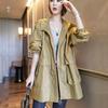 Women Windbreaker Coat Spring Autumn Tooling Hooded Mid Loog Outerwear Loose All-Match Female Windbreaker Casual Tops