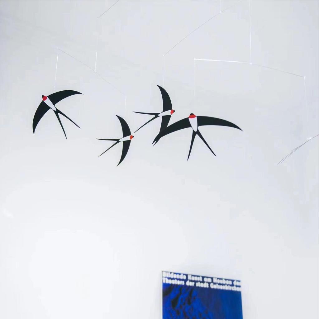 Danish Swallow Air Balance Pendant Silent Wind Chime Flying Bird Kindergarten Kids Room Living Room Interior Home Decor