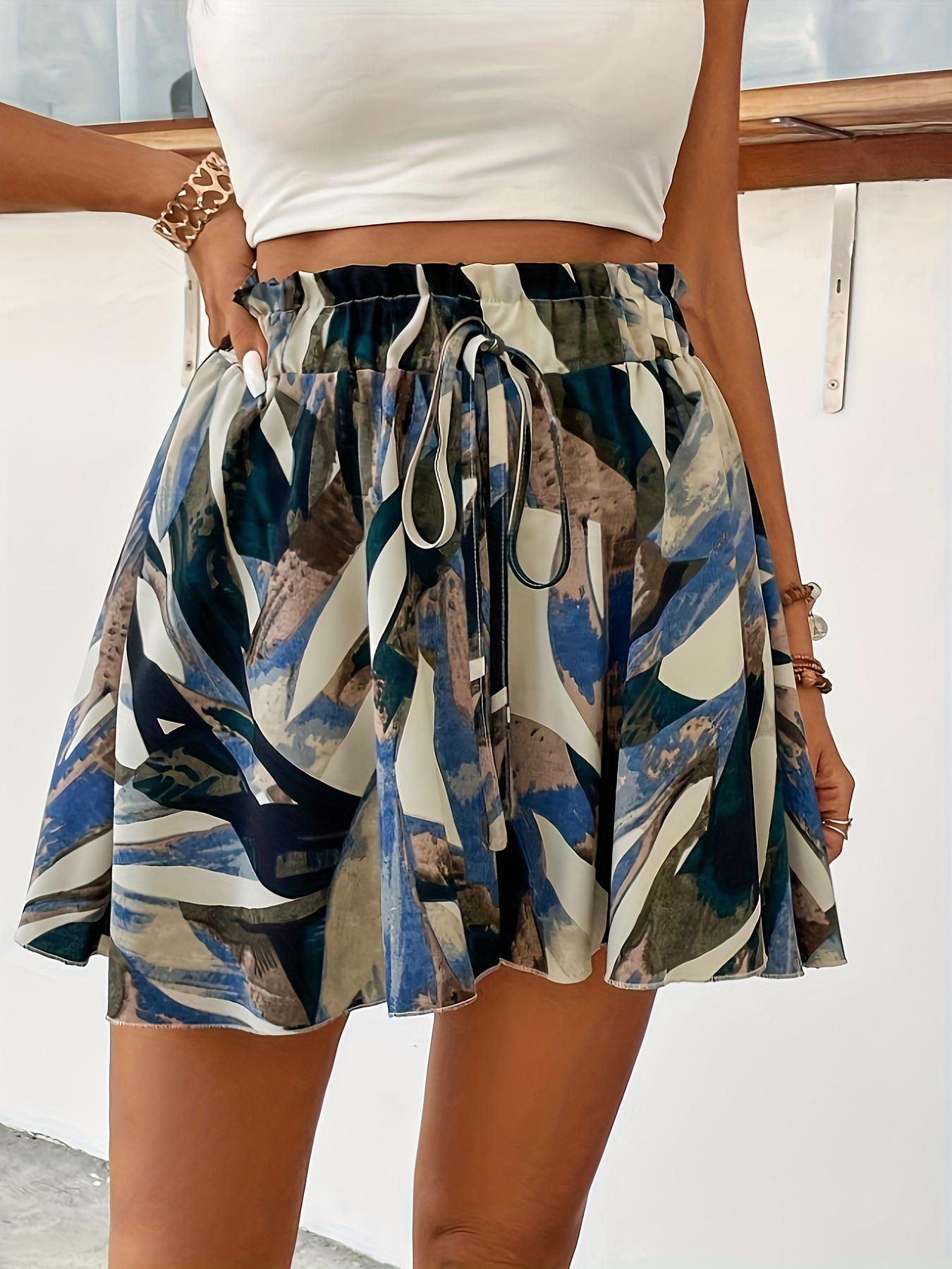 

2024 Women s Abstract Print High-Waist Skort - Spring/Summer Fashion Large