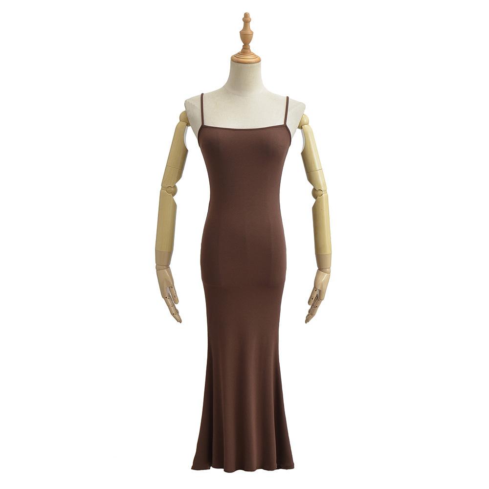 Flat Top Suspender Fish Tail Dress For Women 2025 New Women'S Clothing, Solid Color Fish Tail Tight Fitting Hip Hugging Skirt
