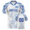 Grieks nationaal voetbalteam shirt, V-hals met 3D-geprint nationaal vlag ontwerp, unisex, sneldrogend, ademend en vochtafvoerend.