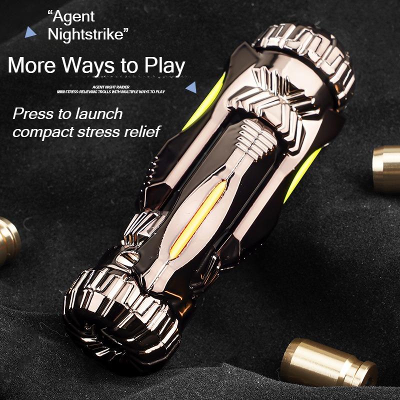 Alloy Stress Relief Launcher Mini Fingertip Spinner One Touch Fire Ejection Blaster Toy Gun Gift Set with Safe Plastic Bullets
