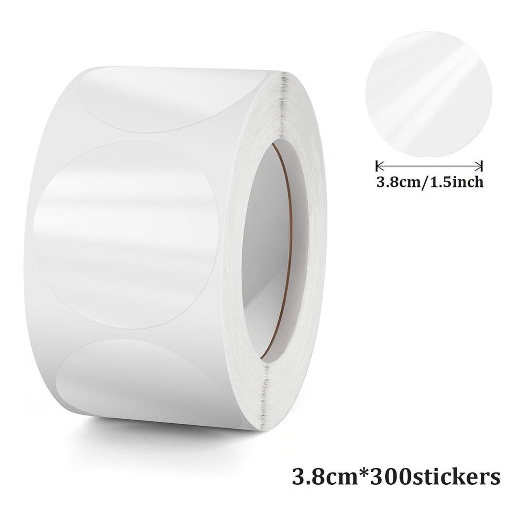 Clear Label Stickers – 1"/1.5" Round Transparent Self Adhesive Stickers 300/500 PCS/Roll Strong Seal Wafer Labels Tape Adhesivos