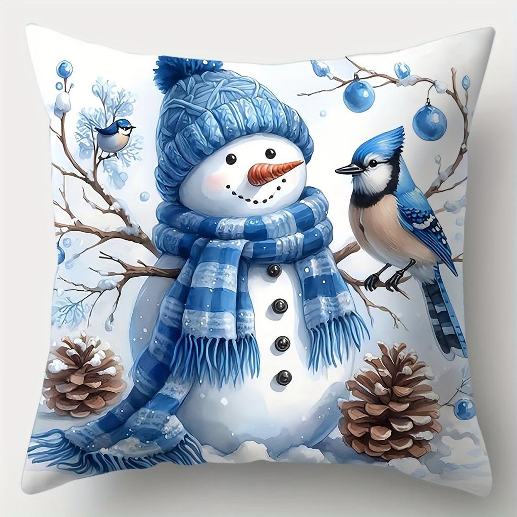 Christmas Decoration Pillowcase Santa Claus Snowman Pillow Case Suitable for Home Room Sofa Cushion Cover Friend Gift