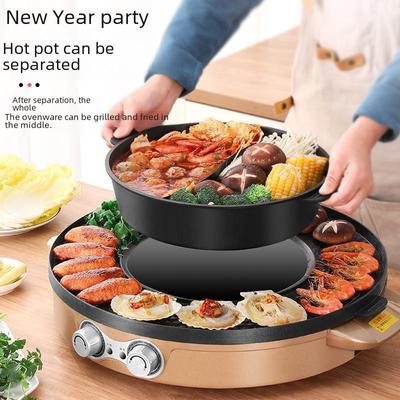 Barbecue électrique sans fumée et hot pot combiné avec séparateur de canard mandarin
