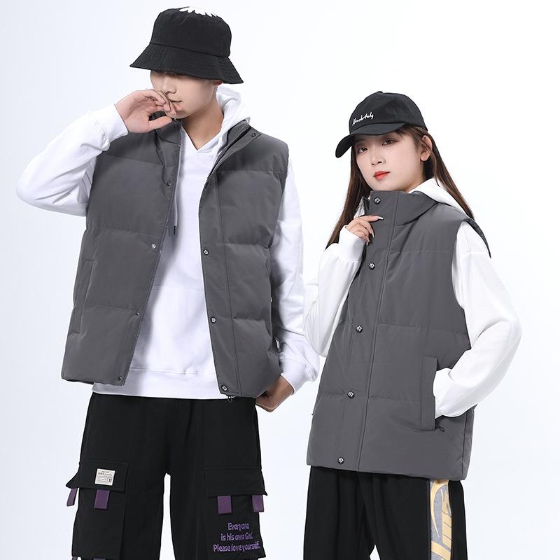4 Colors Available Stand Collar Short Down Cotton Vest Sleeveless Jacket Plus Size Up To 8XL Couple Vest for Men Autumn Winter