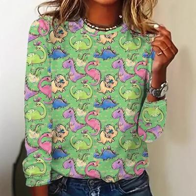 Sommer Casual Trend Klein Frisch Digital Bedruckt Mode Muster Rundhals Oberteil Shirt