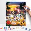 Disney Mickey Mouse Donald Duck Sunset Beach Party Oil Painting Kit Home Decor Gift