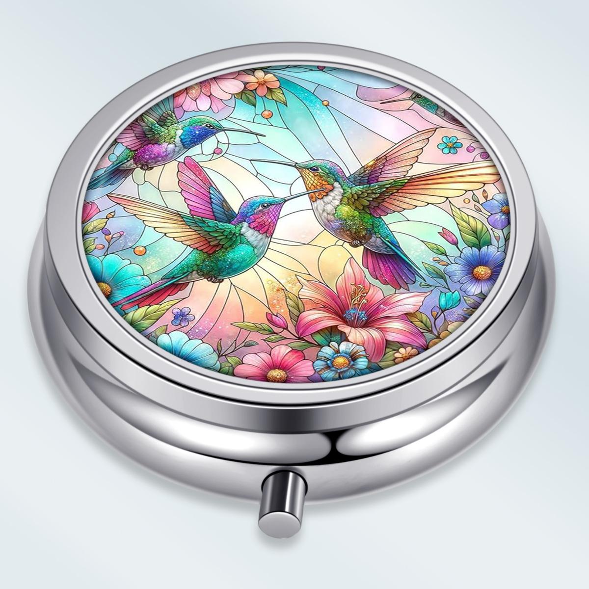 

Portable Pill Box with 3 Compartments, Mini Metal Medicine Organizer Case, Cute Printed Pill Container for Vitamins, Pills, Jewelry, Travel, Daily Use різнокольоровий