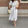 New ArrivalS Open Run Women S Puff Sleeve Cotton Flare Long dreSS