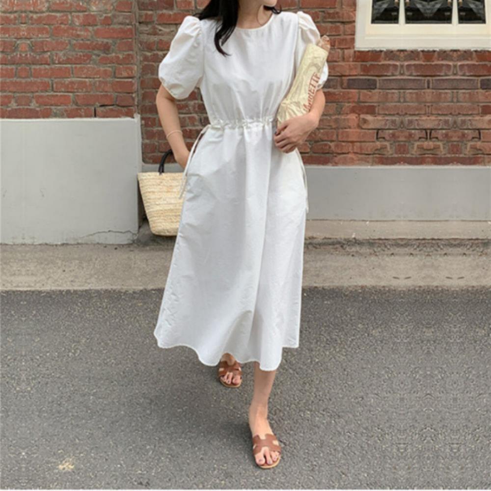 New ArrivalS Open Run Women S Puff Sleeve Cotton Flare Long dreSS