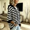 Felpa a righe in maglia da donna con maniche a 3/4, top casual a pullover