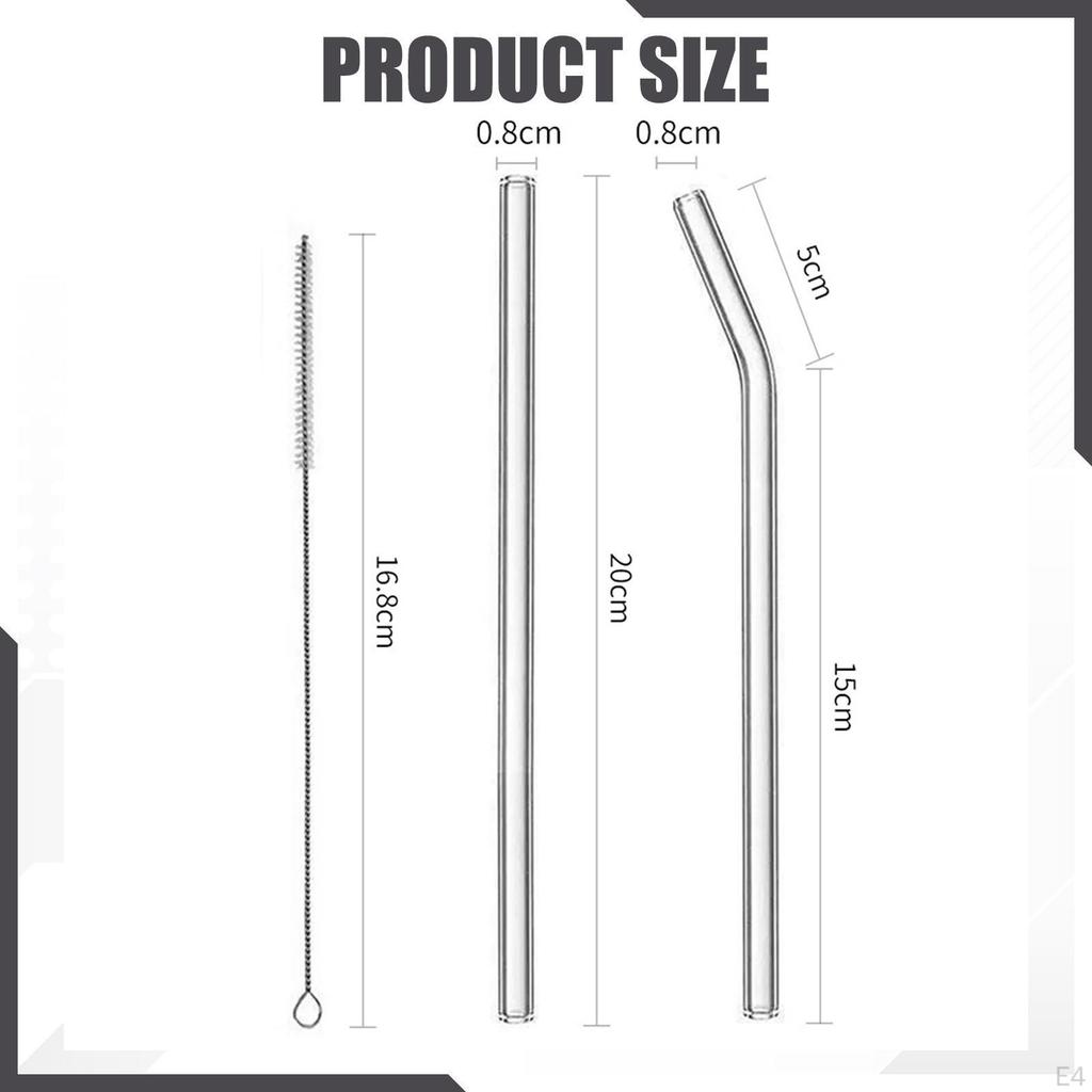 Reusable Glass Straws Clear Drinking Shatter Resistant for Tea Sodas Smoothies