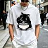 Noodle Cat Men T-Shirt Pure Cotton Ramen Cat Mom Tee Trendy Cat Lover Tees Tshirt Funny Graphic T Shirts Short Sleeve Tees Tops