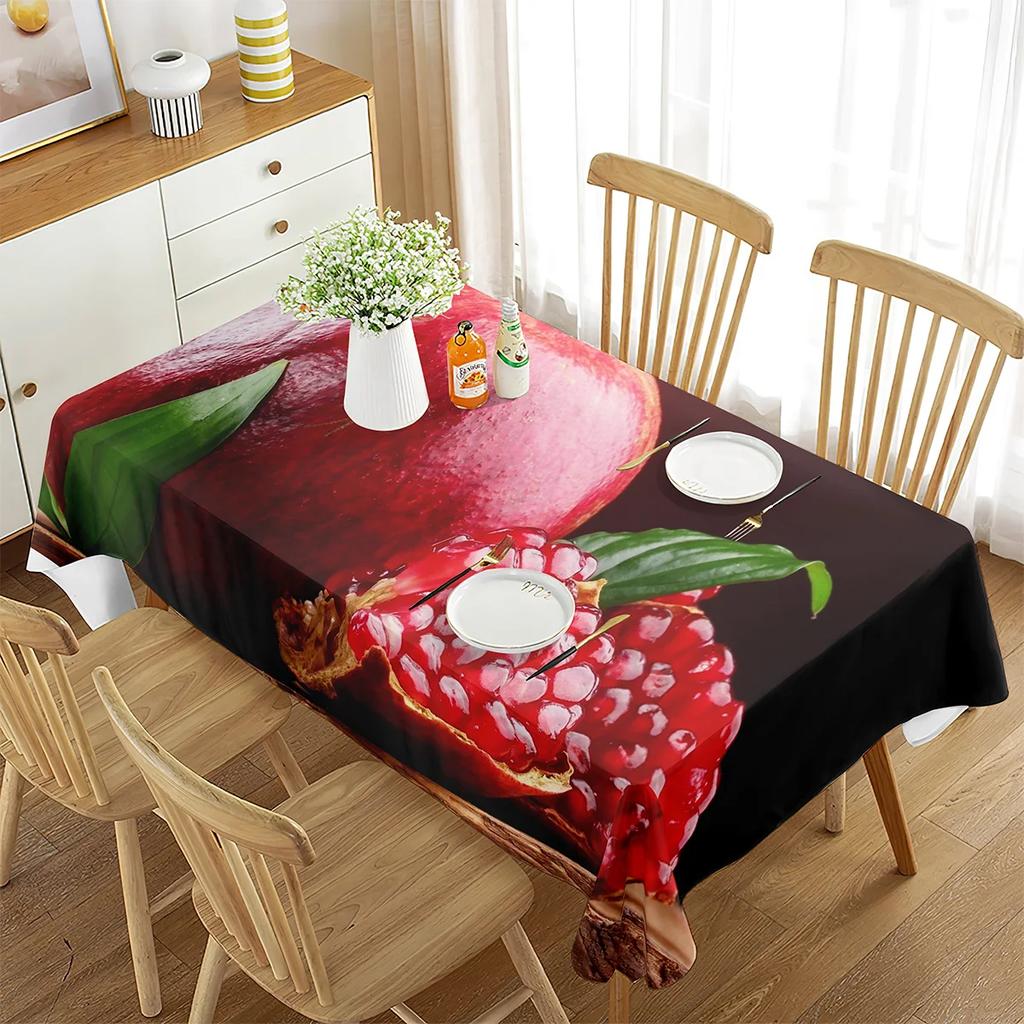 Red Pomegranate Tablecloth Sweet Fruit Pattern Rectangular Table Cover Dining Table Coffee Table Kitchen Minimalist Decoration
