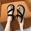 Fashion Thick Women's Slippers and Ladies Sandals Outside Clappers Slides Vip Elegant Fashionable High Quality New Collection 39 Shoes