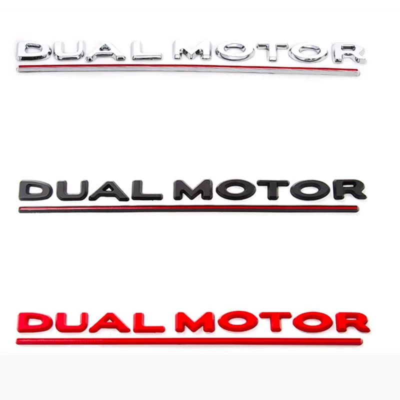 E5 DUAL MOTOR Achterlogo voor Tesla Model 3 Y S X Letters Embleem 3D Auto Styling Spatbord Badge Emblemen Decoratie Auto Accessoires