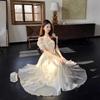 Elegant French Retro Waist-Cinched Patchwork Dress for Women - Summer 2026 Collection